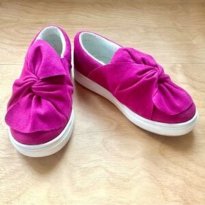 Cat & Jack Toddler Slip On Sneakers Size 9 Pink Bow Knot Shoes